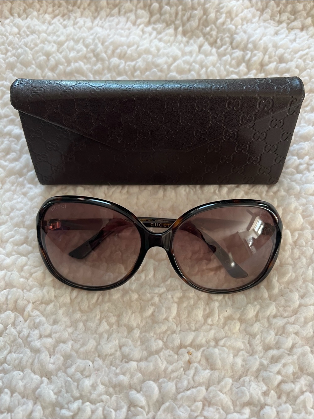 Gucci Women’s Black Oversized Sunglasses with Case - Model GG0076S (003 Havana)